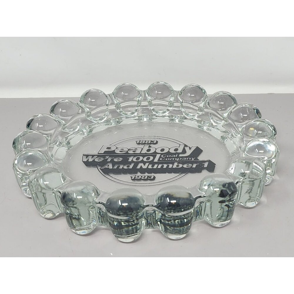 Vintage Peabody‎ Coal Company Glass Ashtray 1883-1983  Clear Glass Collectible